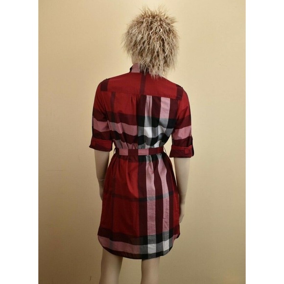 NWT BURBERRY KELSY PARADE RED CHECK COTTON BELTED DRESS US 6 / UK 8 / EU 40 $600 - Picture 4 of 12
